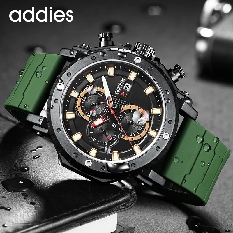 ADDIES jam tangan olahraga pria, merek terkenal elektronik kronograf Relogio Masculino Digital kuarsa mewah tanggal tahan air kaca 26