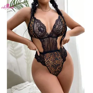 See-Through Leopard Wholesale Lace Sexy Ladies Women Bra Set