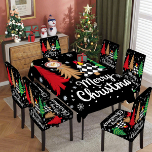 Rectangular Christmas Tablecloth Waterproof Polyester Table Cover With <b>Chair</b> Cover Sets for Kitchen <b>Dining</b> Room Holiday Party - Product Image 6