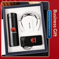 Set Hadiah Bisnis Mewah 3-in-1: Flask Vakum Stainless Steel, Pijat Leher, Power Bank, Penyangga Ponsel, Opsi Logo Custom
