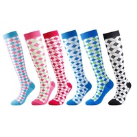 Chaussettes de compression longues en nylon à motif losanges anti-friction pour hommes et femmes, idéales pour le sport