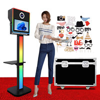 Photomaton portable pour mariage avec écran tactile 15,6 pouces, cadre LED, impression instantanée, machine à selfie