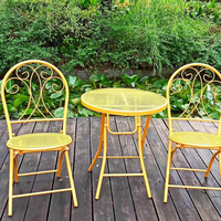 Meubles de patio en métal vintage design, table et chaises pliantes pour l'extérieur, jardin, cour, balcon, ensemble de meubles