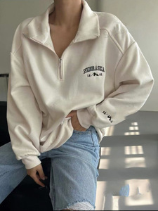 เสื้อฮู้ดซิปผู้หญิงปักลายพร้อมส่ง แขนยาว ทรงหลวม สไตล์สตรีทแวร์ ปักโลโก้ - Product Image 6