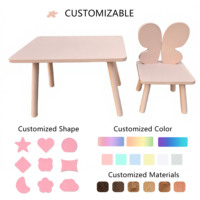 Ensemble table et chaises en bois pour enfants sur le thème des animaux, moderne, personnalisable, pour l'école et l'extérieur, meubles pour enfants en bois massif écologiques