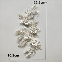 Collier brodé en dentelle florale 3D avec motif champagne, perles fantaisie et applique en filet pour la décoration de robes de mariée et de vêtements – Vente en gros