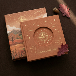 LABON Juego de Regalo de Diario de Edición Limitada Autumn Adventures, Cuaderno de Tapa Dura de Tela Vintage con Ventana Hueca, Planificador de Viajes Celestiales - Product Image 1