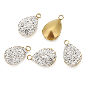 Colgante de acero inoxidable en forma de lágrima con circonita cúbica para la fabricación de collares, accesorio de joyería DIY - Product Image 3