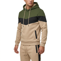 Ensemble de survêtement à capuche color block écologique pour homme, en polaire, avec logo personnalisé, idéal pour le sport et la détente, anti-boulochage