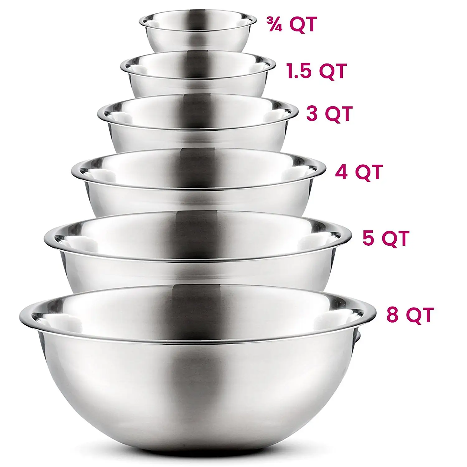 Cheap Price Customer Logo Set of 6 Stronger and Heavy weight Stainless Steel Mixing Bowls Nesting Bowl