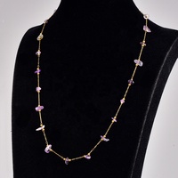 Kalung Rantai Batu Amethyst Alami Stainless Steel Laris Manis, Perhiasan Bola Batu untuk Pembuatan Perhiasan