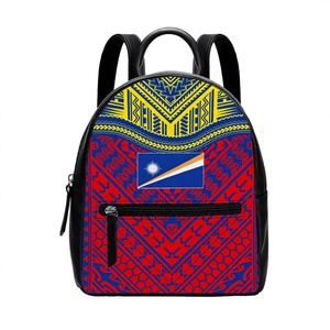 New Custom Print Women PU Leather <b>Waterproof</b> <b>Backpack</b> <b>Small</b> Size Zipper Bag Polynesian Printed - Product Image 2