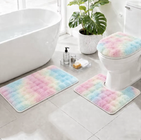 Ensemble de tapis de salle de bain en fourrure de lapin artificielle multicolores, trois pièces, tapis doux, antidérapant, pour la toilette, usage domestique