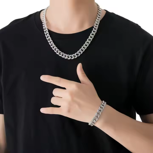 Luxury New Fashion Design 925 Sterling Silver 14mm Moissanite Cut Iced Cross <b>Infinity</b> Cuban Link Chain Necklace Hip Hop Style - Product Image 3