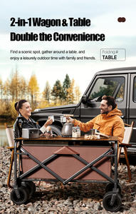 Chariot de traction agricole OEM-Tracteur Wagon Heavy Duty en acier inoxydable Logo personnalisé Chariot de plage portable pliable avec rangement pour le shopping - Product Image 2