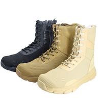 Bottes tactiques montantes à fermeture éclair, légères, antidérapantes, résistantes à l'usure, pour entraînement physique en extérieur, en maille et caoutchouc, idéales pour l'été