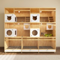 Maison pour animaux de compagnie en bois massif écologique, moderne, petite, respirante, pliable, tendance, cage pour chats et chiens, intérieur, toutes saisons