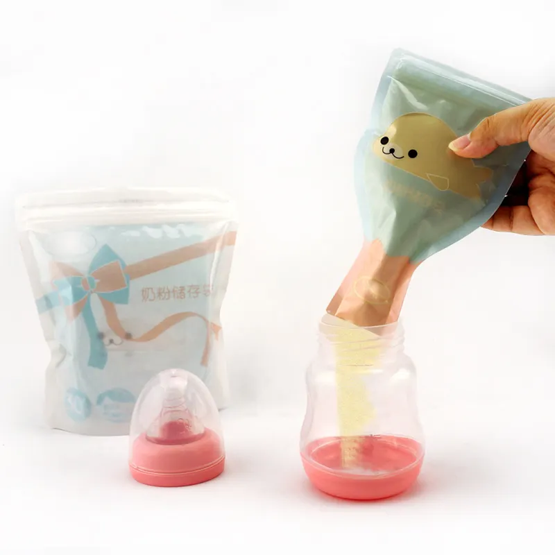 Desechable libre de BPA laminado con cremallera bebé leche en polvo, bolsas de almacenamiento con fácil lágrimas
