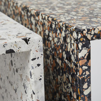 Salon de jardin Lira, table en terrazzo, ensembles de chambre à coucher, table basse en pierre de terrazzo en forme de U