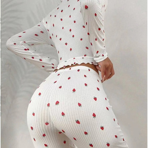 Nouveaux pyjamas de style européen et américain, à manches longues à volants et pantalon, décontractés et adaptés à la tenue de tous les jours - Product Image 3