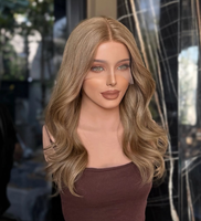 Perruque en dentelle transparente 13*4, ondulée, 100% cheveux vierges, blond cendré, pré-épilée, avec ligne de cheveux naturelle, sans colle, pour femmes