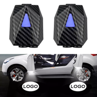 Projecteur de porte de voiture universel en fibre de carbone avec logo LED dynamique à chargement USB et images animées pour éclairage de sol
