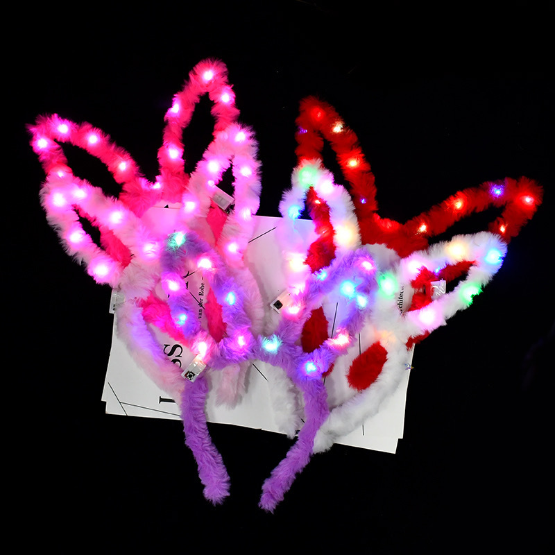 Diadema de conejo brillante con lentejuelas ligeras diadema con ore Diadema de conejo brillante con lentejuelas ligeras diadema con ore
