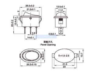 Elliptical Kcd1 Boat Shaped Switch Black Red <strong>2</strong> <strong>3</strong> pins <strong>2</strong> <strong>3</strong> gears 10a silver contact power b - Product Image 2