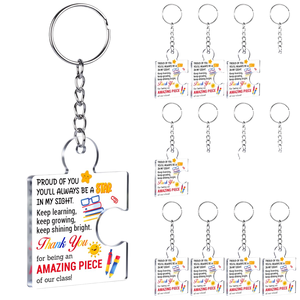 Llaveros acrílicos con forma de pieza de rompecabezas, con impresión UV y mensaje de agradecimiento para estudiantes y profesores - Premios de fin de año y regreso a clases - Product Image 1