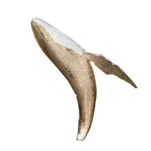 Sculpture de poisson volant géométrique de dessin animé abstrait moderne écologique sculpté en acier inoxydable baleine bloc visage ornement de sol - Product Image 1