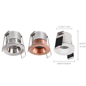 Home kitchen ip65 aluminium round 1w waterproof showcases cabinet led recessed mini spot light