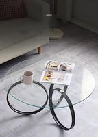Table basse en verre trempé avec structure métallique, design minimaliste italien, table d'appoint en forme de donut pour salons, meubles de salon