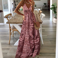 Robe longue bohème à imprimé tribal pour femme, bretelles spaghetti, col en V, taille haute, volants étagés, robe d'été pour la plage et les soirées