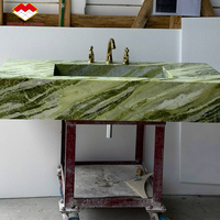 Dalle de marbre vert de luxe avec veinage blanc, pierre naturelle polie pour îlot de cuisine, meuble-lavabo de salle de bain, directement de l'usine