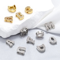 Perles Initiales en Argent/Or CZ de 26 Lettres pour la Fabrication de Bijoux