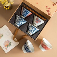Bol en céramique de 5 pouces de style japonais avec baguettes en boîte-cadeau pour les cadeaux de mariage de festival d'affaires
