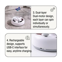 Jouet interactif 3-en-1 pour chat, plateau tournant double couche avec boule, souris à ressort, papillon et clochette, en plastique PC, vente en gros