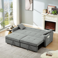 Sofá Cama Convertible Moderno con Respaldo Reclinable, Tapicería de Tela y Estructura Metálica para Sala de Estar
