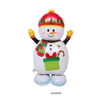 Ballons en aluminium de Noël populaires de taille moyenne, Père Noël/Bonhomme de neige/Homme en pain d'épices sur pied pour la décoration de fête