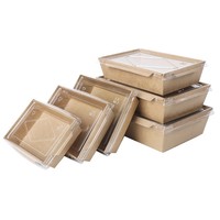 Boîte d'emballage alimentaire en papier kraft biodégradable écologique, logo imprimé personnalisé, support à emporter pour la livraison de restaurant
