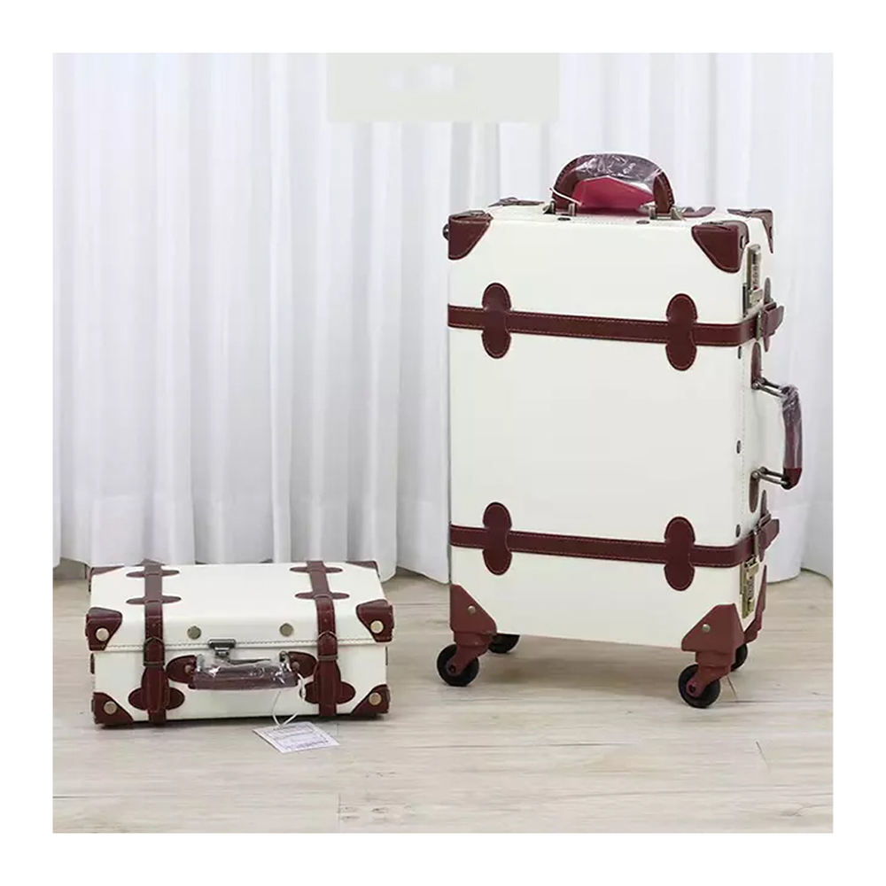New Style Vintage Suitcase Sets Rolling Trunk Luggage Trolley Case Bag  Retro Suitcase Luggage for Girls