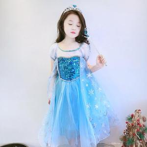 Congelati Abiti da Principessa Bambino Del Manicotto Del Bicchierino Delle Ragazze Elsa Capretti Del <span class=keywords><strong>Vestito</strong></span> Cosplay Eseguire Esposizione Del Partito di Paillettes Vestiti di Compleanno - Product Image 2