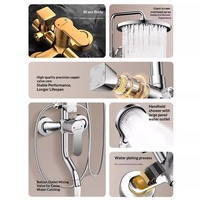 Ensemble de douche thermostatique en laiton pour salle de bain, avec pommeau de pluie à montage au plafond et douchette à main