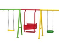 Grand ensemble de balançoires pour enfants, équipement de jeux extérieur, 3 balançoires, structure métallique, siège double pour maternelle, idéal pour parc et jardin