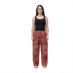 New Fashionable 100% Cotton Breathable Vintage Elastic Waist Winter Bohemian Style Patch Harem Pants <b>Men</b> Women <b>Yoga</b> Travel - Product Image 1