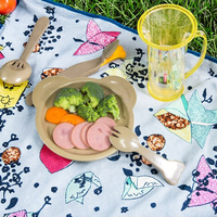 Assiette plate en fibre végétale saine, motif panda de dessin animé, écologique, en coque de riz, pour enfants, marque KAIXIN, OEM/ODM