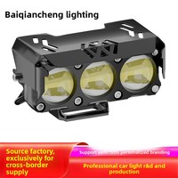 Phare de moto en promotion, projecteur LED modifié pour voiture, bicolore, à trois yeux, étanche IP68, 10500LM