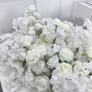 DKB Factory - Grande <span class=keywords><strong>Vente</strong></span> : Décoration Florale Extérieure pour Mariage et Saint-Valentin - Guirlande de Roses Blanches Artificielles en <span class=keywords><strong>Soie</strong></span> - Product Image 5