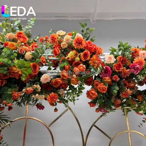 ซุ้มดอกไม้แต่งงานสีส้ม LEDA พร้อมพรมดอกไม้ประดับตกแต่งฉากหลังเวที - Product Image 2