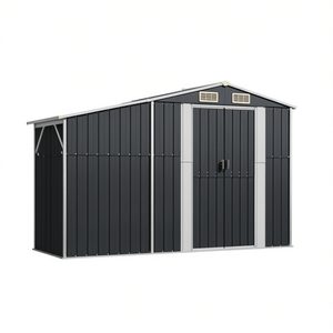 Abri de jardin en acier galvanisé anthracite 10x8 pieds, rangement extérieur - Product Image 1